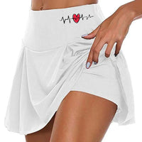 Thumbnail for Women Skrits Summer Love Printed Double-Layer Sports Short Skirt Quick