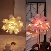 Thumbnail for Bedroom LED Night Light Feather Table Lamp Bedside Lamp Modern Wedding