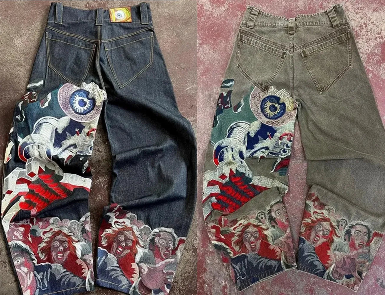 Streetwear Jeans Y2k Pants Harajuku Hip Hop Retro Embroidered Baggy