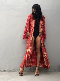 Thumbnail for Fitshinling Tie Dye Cotton Beach Kimono Swimwear Bohemian Oversized