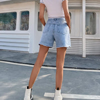 Thumbnail for Blue Women's Denim Shorts 2023 Summer Button High Waist Casual Jean