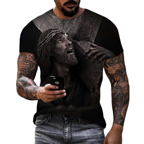 Jesus Christ 3D Print T-shirts Men Clothing Summer Fashion Casual