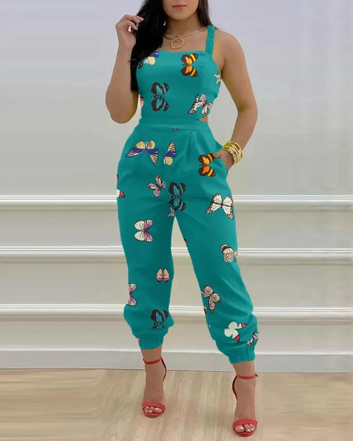 Women's Jumpsuit Elegant Sexy Suspender Printed Jumpsuits Casual Hip