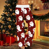 Thumbnail for Christmas Printed Pants Women Vintage Elastic High Waist Drawstring