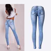 Thumbnail for Summer Style Low Waist Sky Blue Patchwork Skinny Tights Women Pencil