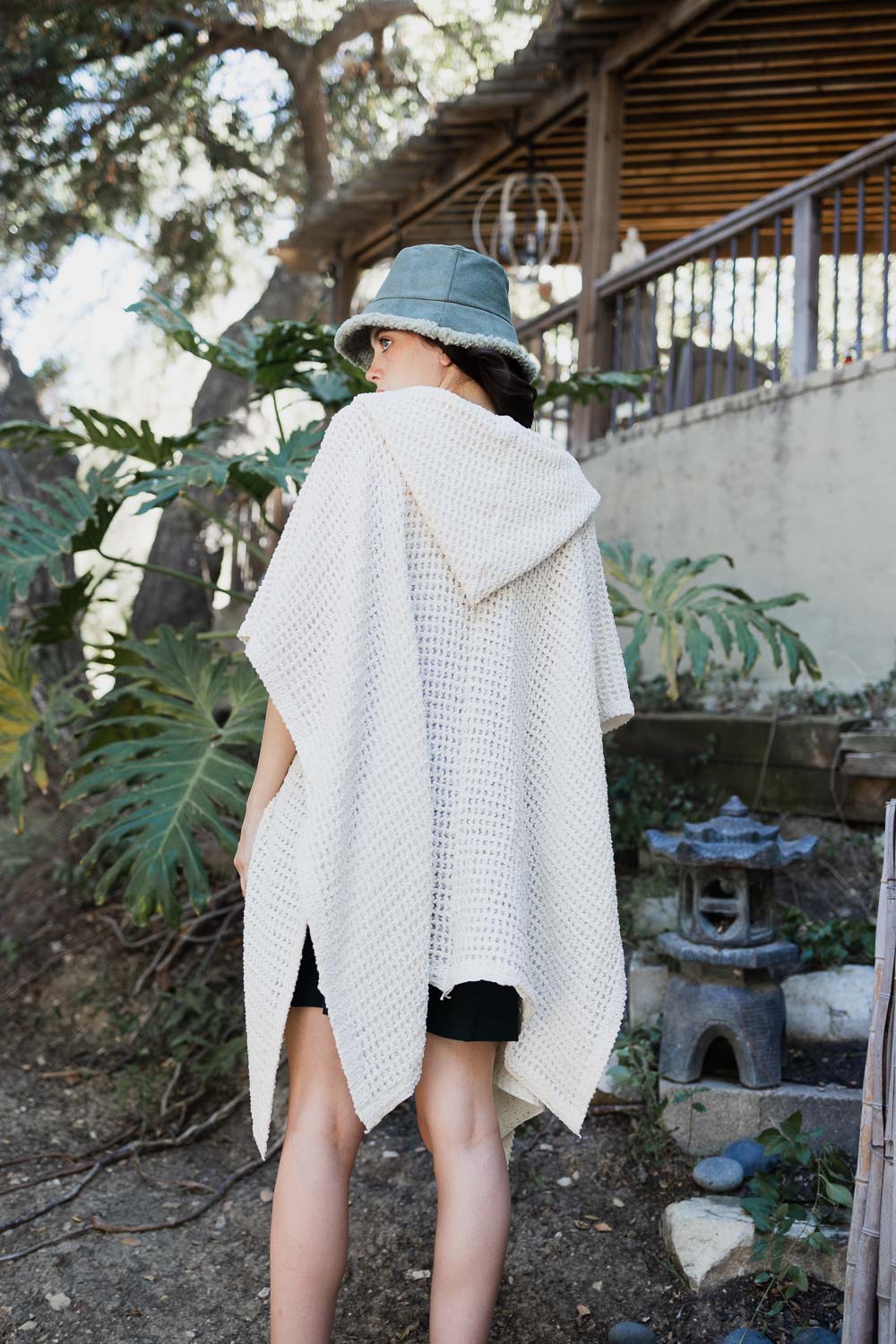 Cozy Soft Waffle Hooded Ruana