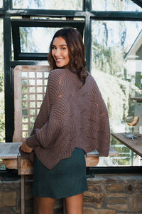 Thumbnail for Texture Trend Sleeve-Knit Poncho