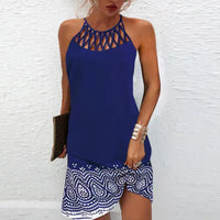 Thumbnail for Fashion Print Dress Casual Halterneck Dresses For Women Summer Clothes