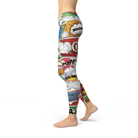 Thumbnail for Womens Comic Book LeggingsThese premium full length women's leggings offers the perfect combination of performance and comfort.✅ PRECISION CUT, SEWN, and PRINTED in USA/Mexico. We strive for LeggingsEXPRESS WOMEN'S FASHIONMaroon SootyWomens Comic Book Leggings