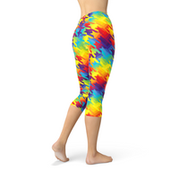 Thumbnail for Womens Rainbow Houndstooth Capri LeggingsThese premium women's capri leggings offers the perfect combination of performance and comfort.✅ PRECISION CUT, SEWN, and PRINTED in USA/Mexico. We strive for qualitLeggingsEXPRESS WOMEN'S FASHIONMaroon SootyWomens Rainbow Houndstooth Capri Leggings