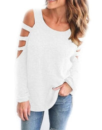 Thumbnail for Womens Open Shoulder Long Sleeve Casual Top