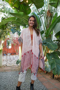 Thumbnail for Tropical Leaves Draped Sleeve KimonoYou'll look absolutely stunning in this Tropical Leaves Draped Sleeve Kimono! Crafted from a blend of cotton and polyester, it's lightweight and comfortable to wear.AccessoriesEXPRESS WOMEN'S FASHIONPeriwinkle AetherTropical Leaves Draped Sleeve Kimono