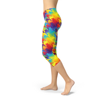 Thumbnail for Womens Rainbow Houndstooth Capri LeggingsThese premium women's capri leggings offers the perfect combination of performance and comfort.✅ PRECISION CUT, SEWN, and PRINTED in USA/Mexico. We strive for qualitLeggingsEXPRESS WOMEN'S FASHIONMaroon SootyWomens Rainbow Houndstooth Capri Leggings