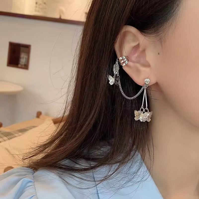 2022 New Fashion Sterling Silver 925 Earrings Snake Shaped Pierced Earmuff Earrings for Women