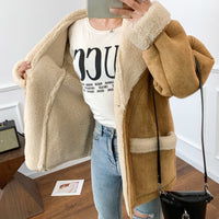 Thumbnail for Collar Suede Soft Lamb Leather Jacket