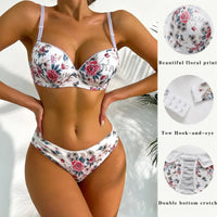 Thumbnail for Sexy Lingerie Set for Women Pretty Printed Brassiere Push up Bra with Steel Ring Everyday Underwear Panty Bras Set