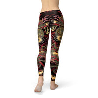 Thumbnail for Womens Dragon LeggingsInspired by the legendary creatures found in Chinese mythology and Chinese folklore, the dragons symbolize power, strength, and good luck. Usually excellent and outsLeggingsEXPRESS WOMEN'S FASHIONMaroon SootyWomens Dragon Leggings