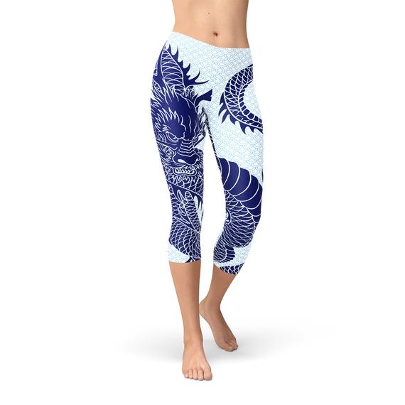 Womens Japanese Dragon Capri LeggingsYou'll be a beast in the gym wearing our fierce Japanese Dragon Capri Leggings. With a cool dragon tattoo style silhouette and pastel light blue dragon scale backgroLeggingsEXPRESS WOMEN'S FASHIONMaroon SootyWomens Japanese Dragon Capri Leggings