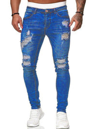 Thumbnail for Men's Fashion Ripped Slim Skinny Jeans