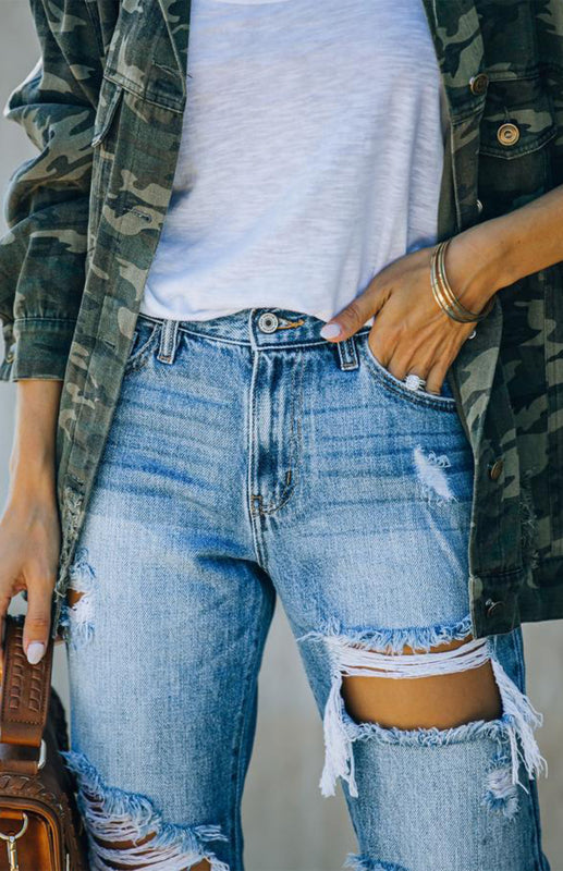 Women's Character Ripped Ripped Beggar Jeans