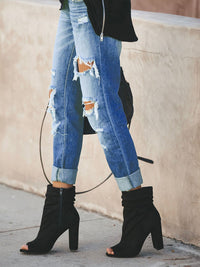 Thumbnail for New casual washed ripped straight leg street style jeans