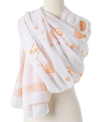 Thumbnail for OM Shanti paisley design hand block printed cotton shawl