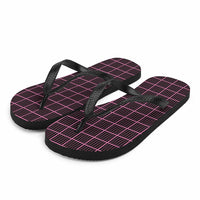 Thumbnail for Black and Pink Check Chequered Flip-Flops