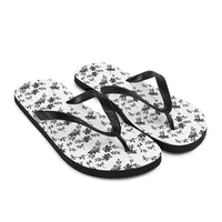 Thumbnail for Black and White Floral Flip-Flops