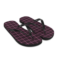 Thumbnail for Black and Pink Check Chequered Flip-Flops