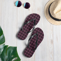 Thumbnail for Black and Pink Check Chequered Flip-Flops