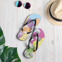 Thumbnail for Pretty Pastel Flower Print Flip-Flops