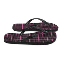 Thumbnail for Black and Pink Check Chequered Flip-Flops