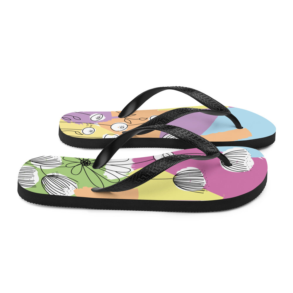 Pretty Pastel Flower Print Flip-Flops