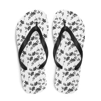 Thumbnail for Black and White Floral Flip-Flops