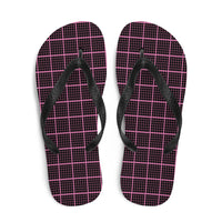 Thumbnail for Black and Pink Check Chequered Flip-Flops