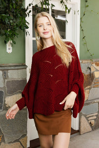 Thumbnail for Texture Trend Sleeve-Knit Poncho