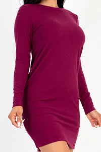 Thumbnail for Ribbed Long Sleeve Midi Dress (CAPELLA)