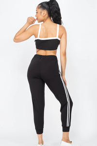 Thumbnail for Side Striped Crop Top and Leggings Sets (CAPELLA)