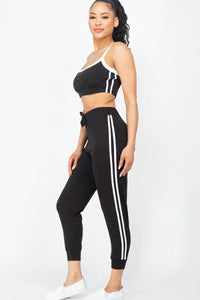 Thumbnail for Side Striped Crop Top and Leggings Sets (CAPELLA)