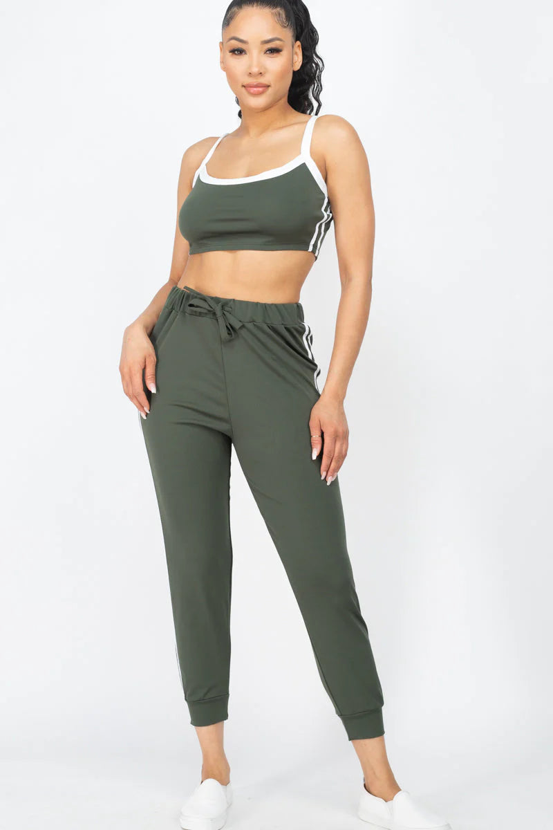 Side Striped Crop Top and Leggings Sets (CAPELLA)