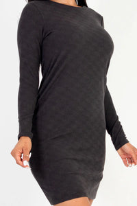 Thumbnail for Ribbed Long Sleeve Midi Dress (CAPELLA)