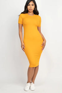 Thumbnail for Ribbed Bodycon Midi Dress (CAPELLA)