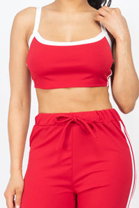 Thumbnail for Side Striped Crop Top and Leggings Sets (CAPELLA)