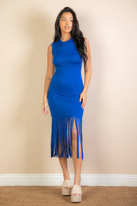 Thumbnail for Sleeveless Fringe Midi Dress (CAPELLA)