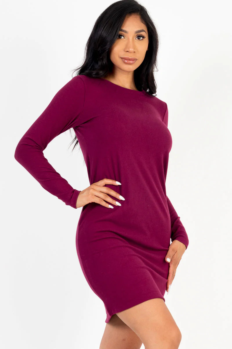 Ribbed Long Sleeve Midi Dress (CAPELLA)