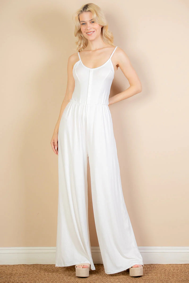 Button Front Wide Leg Jumpsuit (CAPELLA)