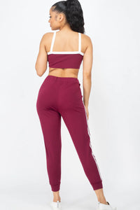 Thumbnail for Side Striped Crop Top and Leggings Sets (CAPELLA)