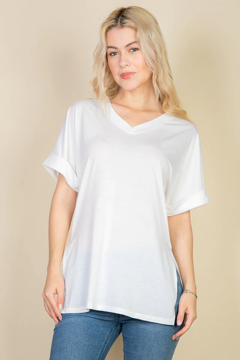 Batwing Sleeve Side Slit Oversized Tee (CAPELLA)