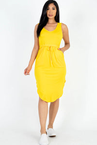 Thumbnail for DRAWSTRING SLEEVELESS MIDI DRESS (CAPELLA)