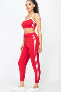 Thumbnail for Side Striped Crop Top and Leggings Sets (CAPELLA)